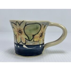 Handcrafted Artisan Coffee Tea Mug‎ Cup Flowers Signed Anne Marie Hand Thrown